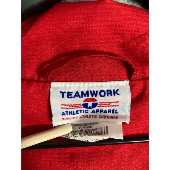 Vintage West Side Red Varsity Track Jacket Men's Size L Casual‎ Zip-Up - Picture 3 of 11